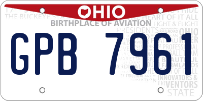 OH license plate GPB7961