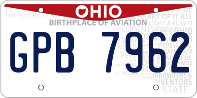 OH license plate GPB7962