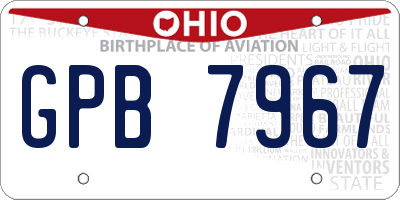 OH license plate GPB7967