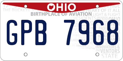 OH license plate GPB7968