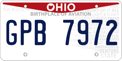 OH license plate GPB7972