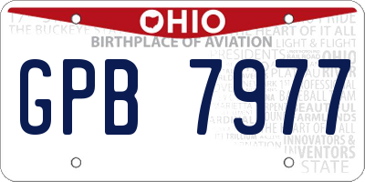OH license plate GPB7977