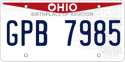 OH license plate GPB7985