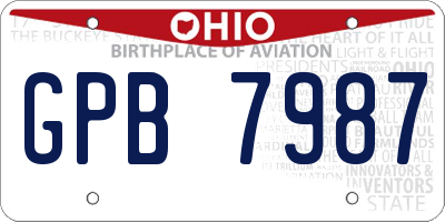 OH license plate GPB7987