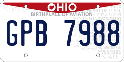 OH license plate GPB7988