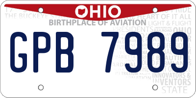 OH license plate GPB7989
