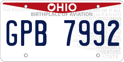 OH license plate GPB7992