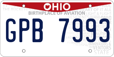 OH license plate GPB7993