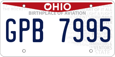 OH license plate GPB7995