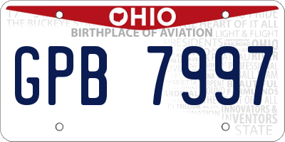OH license plate GPB7997