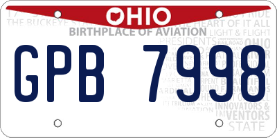 OH license plate GPB7998