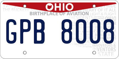 OH license plate GPB8008