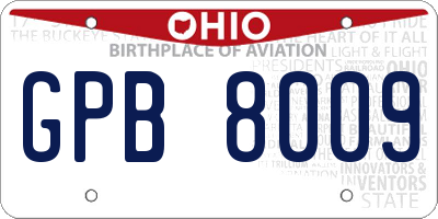 OH license plate GPB8009