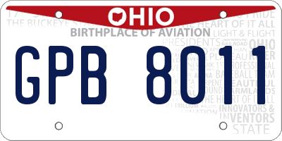 OH license plate GPB8011