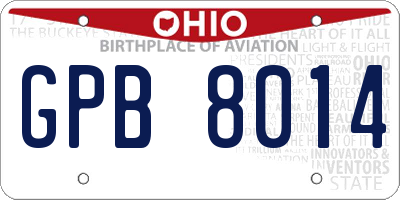 OH license plate GPB8014