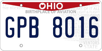 OH license plate GPB8016