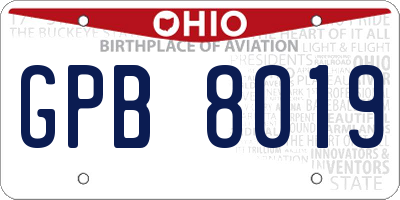 OH license plate GPB8019