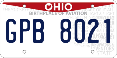 OH license plate GPB8021