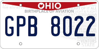 OH license plate GPB8022