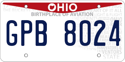 OH license plate GPB8024