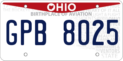 OH license plate GPB8025