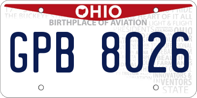 OH license plate GPB8026