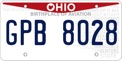 OH license plate GPB8028