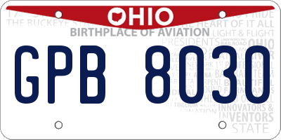 OH license plate GPB8030