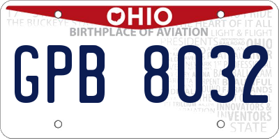 OH license plate GPB8032