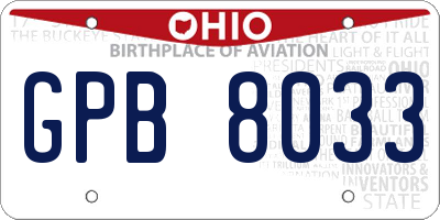 OH license plate GPB8033