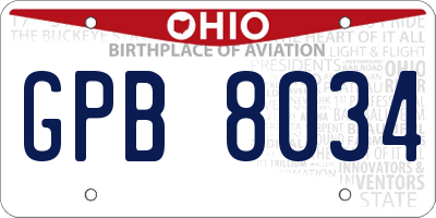 OH license plate GPB8034