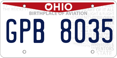 OH license plate GPB8035