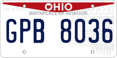 OH license plate GPB8036