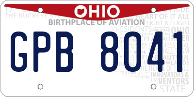 OH license plate GPB8041