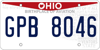 OH license plate GPB8046