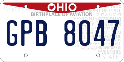 OH license plate GPB8047