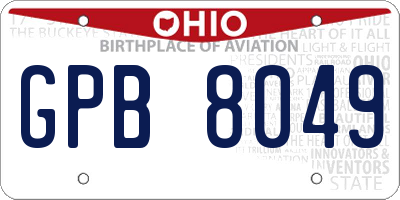 OH license plate GPB8049