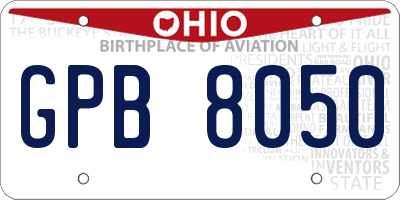 OH license plate GPB8050