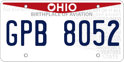 OH license plate GPB8052