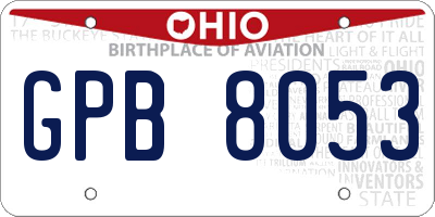 OH license plate GPB8053