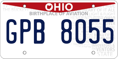 OH license plate GPB8055