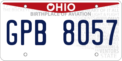 OH license plate GPB8057