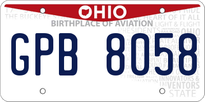 OH license plate GPB8058
