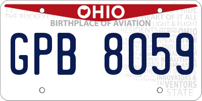 OH license plate GPB8059