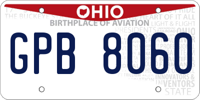 OH license plate GPB8060