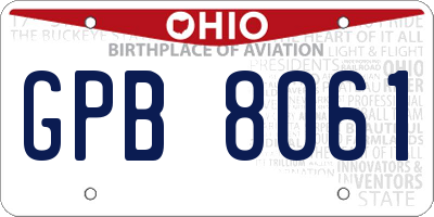 OH license plate GPB8061