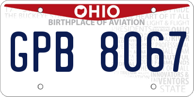 OH license plate GPB8067