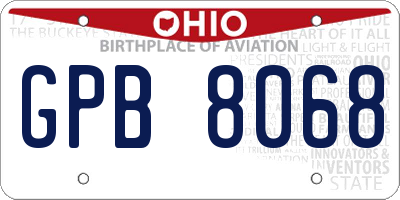 OH license plate GPB8068