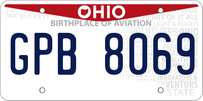 OH license plate GPB8069