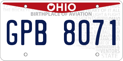 OH license plate GPB8071